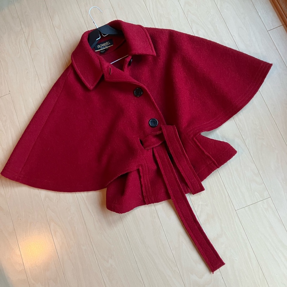 Ruby Red Women's Wool Blend Cape Coat